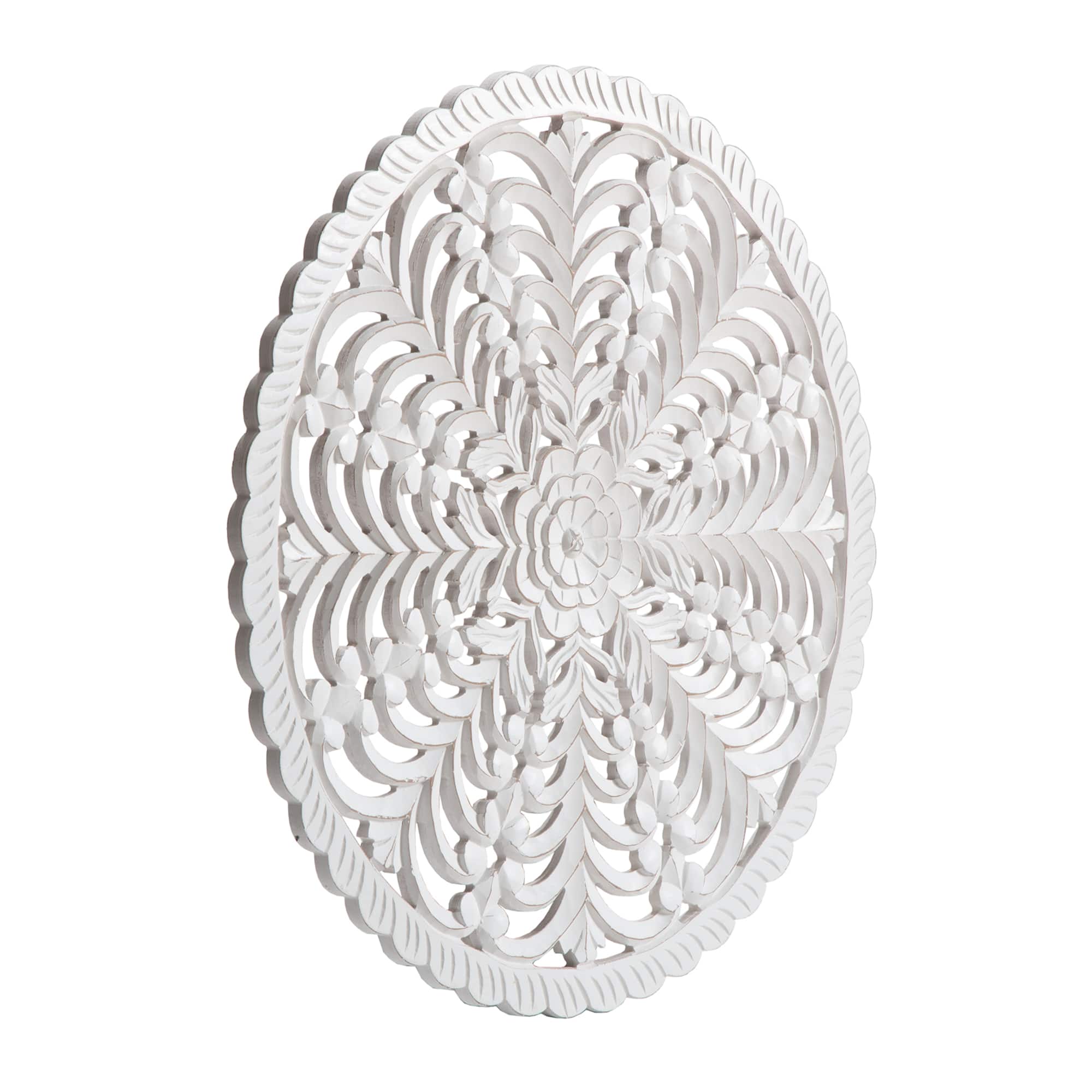 Habitat Lottie White Round Wood Wall Medallion